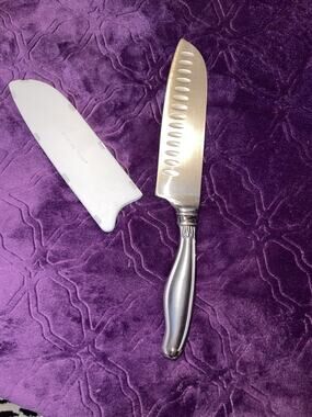 Princess House Stainless Steel Santoku Knife Hollow Edge w/ Protective Sheath